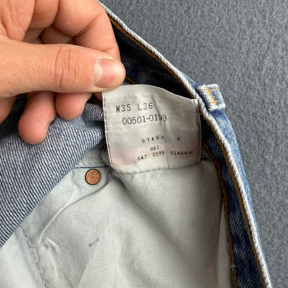 Vintage Levis 501 Jeans Men's 35x36 Blue Button Fly Regular Fit Straight Leg Y2K